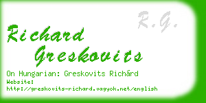 richard greskovits business card